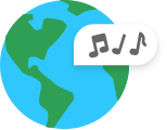 Music notes on the planet